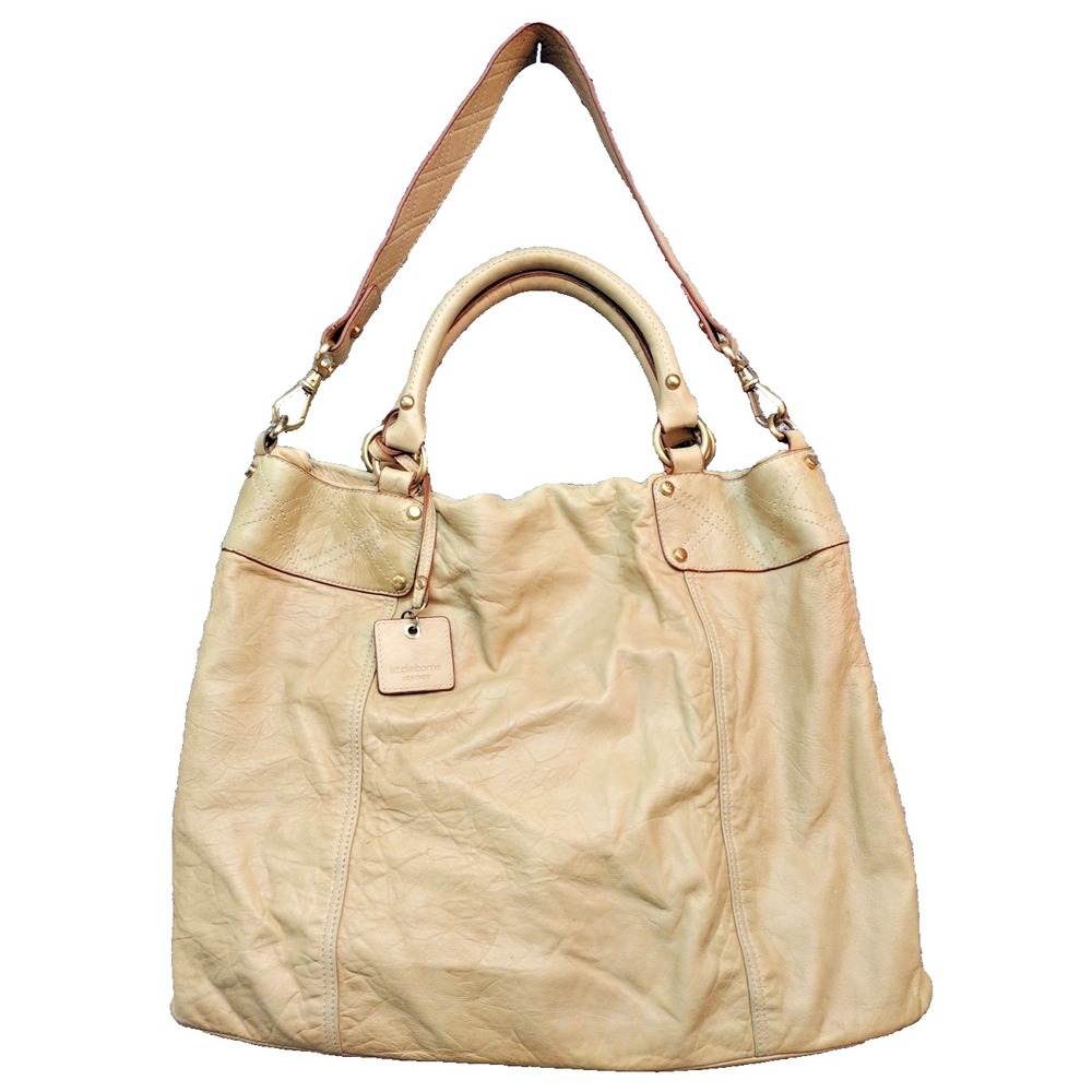 Liz Claiborne Vintage Supple Tan LAMB Leather Hobo Bag  double Straps Hang Charm